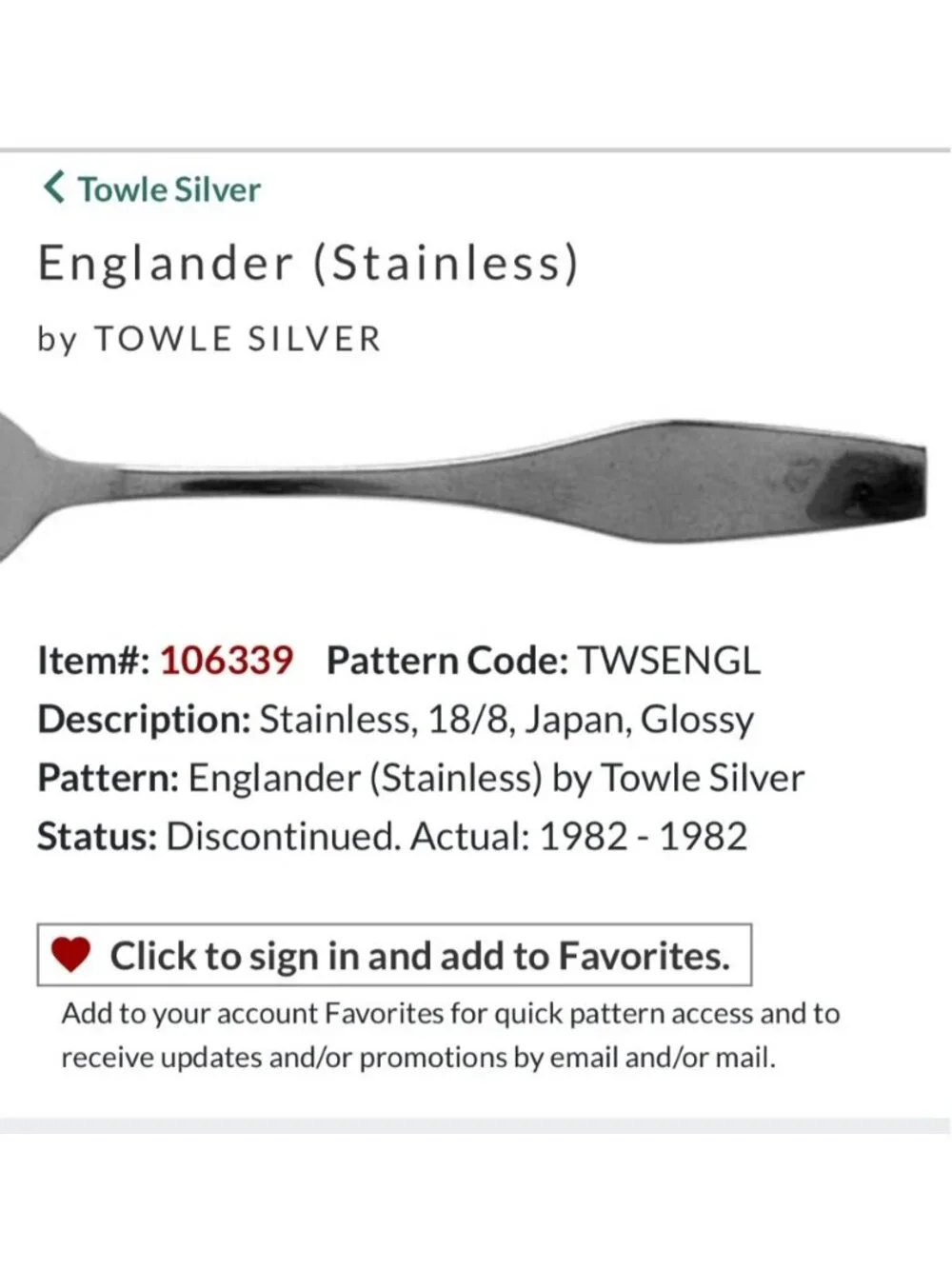Towle Englander Stainless Steel Flatware Set 24-Piece Glossy Finish Made In Japa